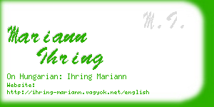 mariann ihring business card